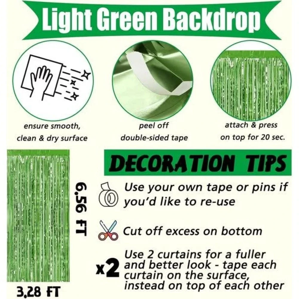 Green Metallic Foil Fringe Curtain Tinsel Backdrop Party Decor ST. PATTY'S‎ DAY